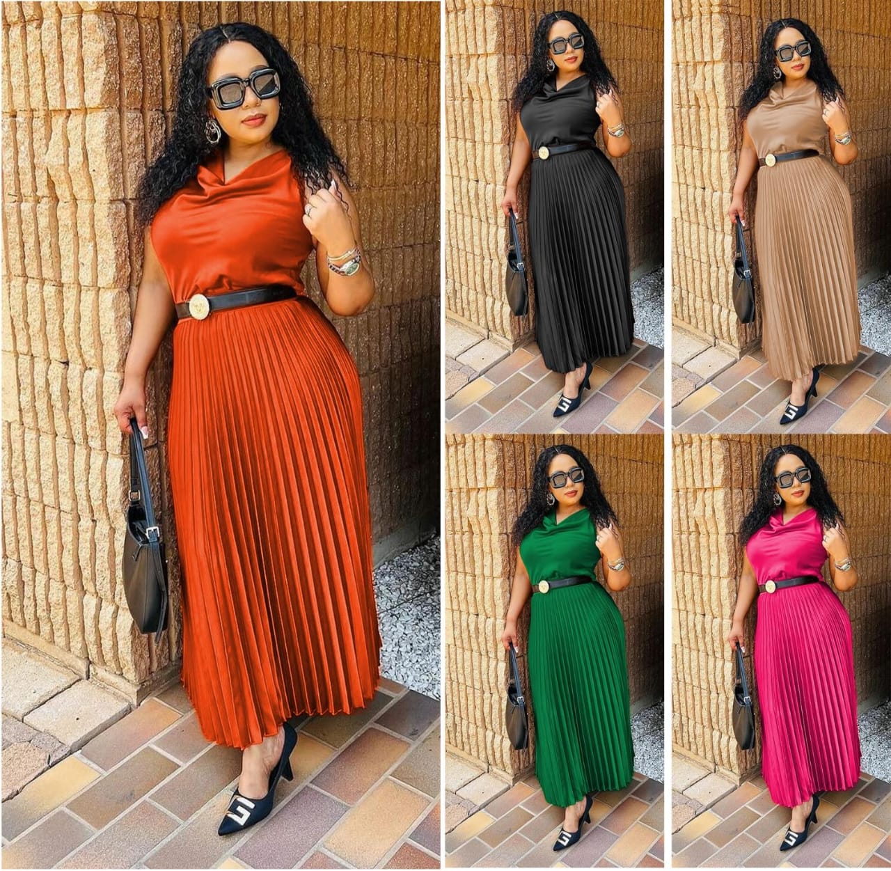 Pleated skirt & sleeveless matching top