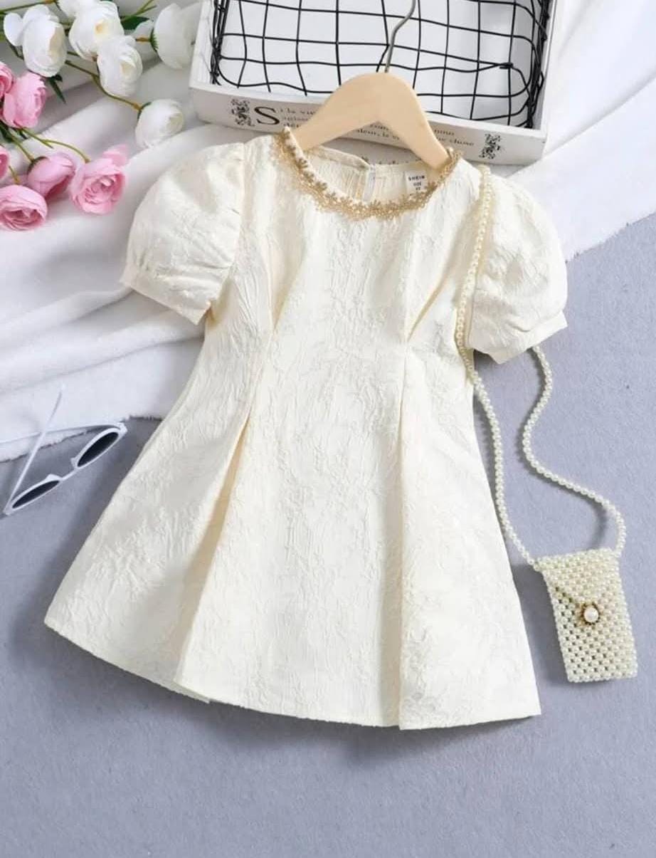 cream kids dress 5 years and 7 years