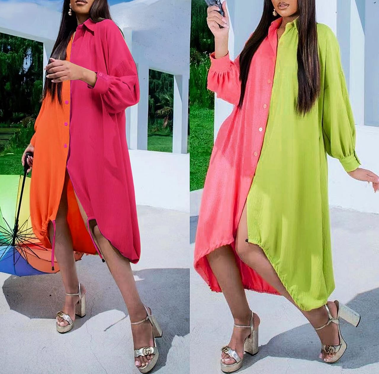 Two tone balloon dress