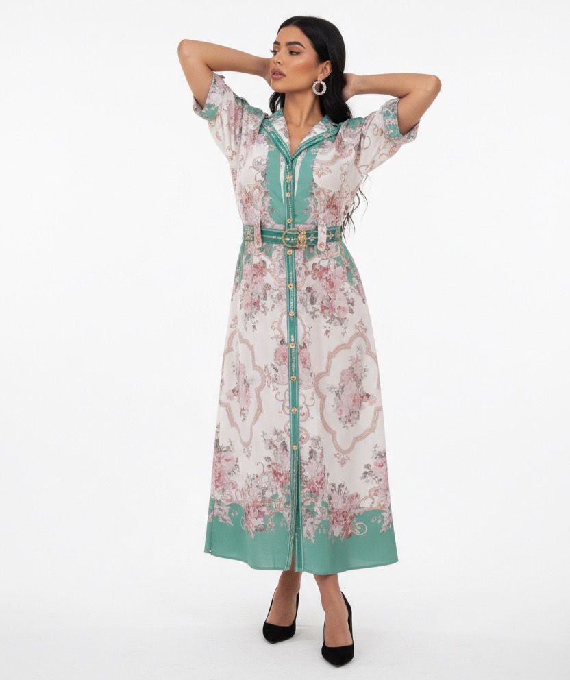printed summer floral button down dress