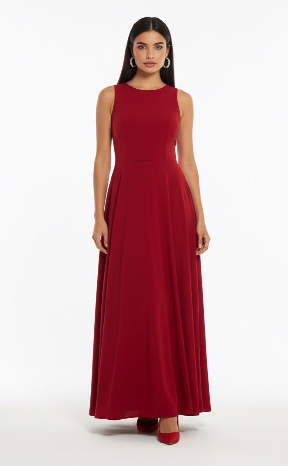 Red maxi waist shrink dress – ClothingCo