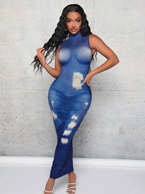Denim style bodycon dress ClothingCo Denim style bodycon dress ClothingCo
