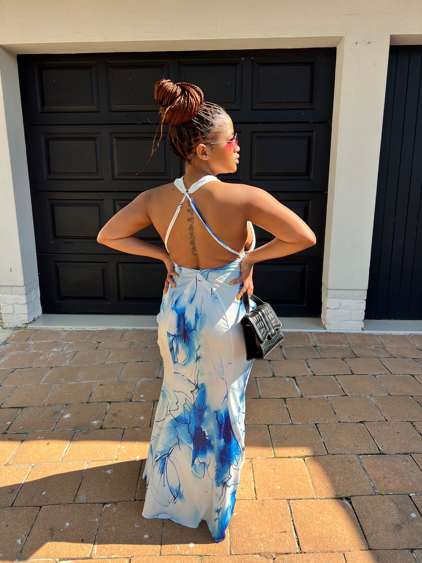 sexy satin backless dress