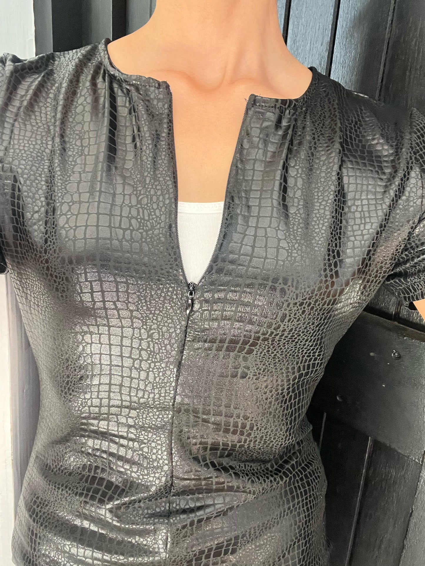 PU Leather croc finish dress