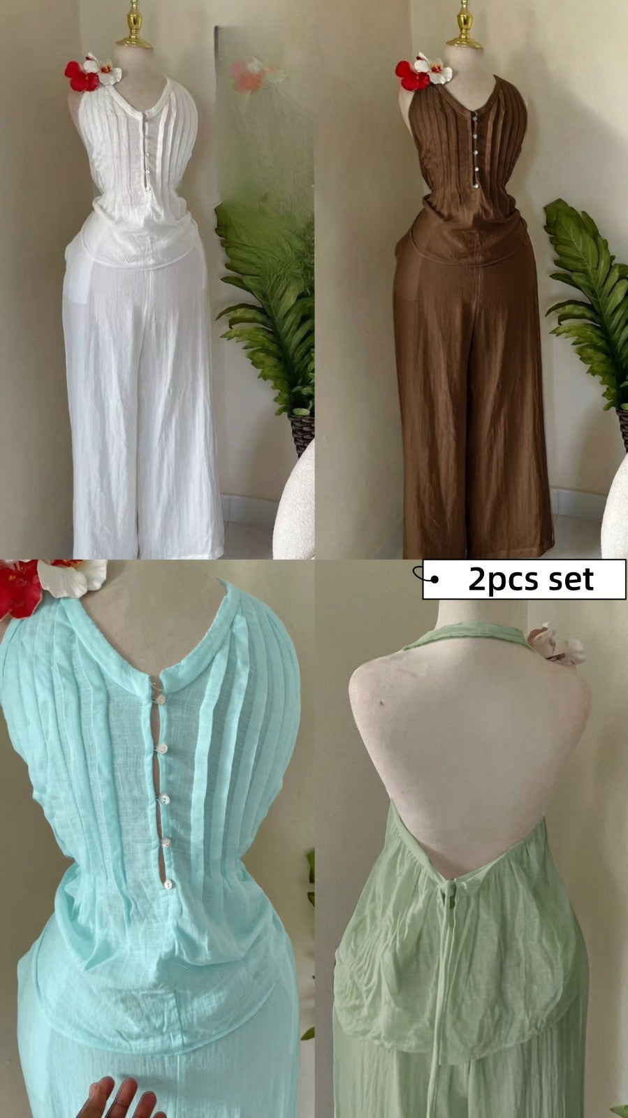 BACKLESS FRONT BUTTON TWO PIECE