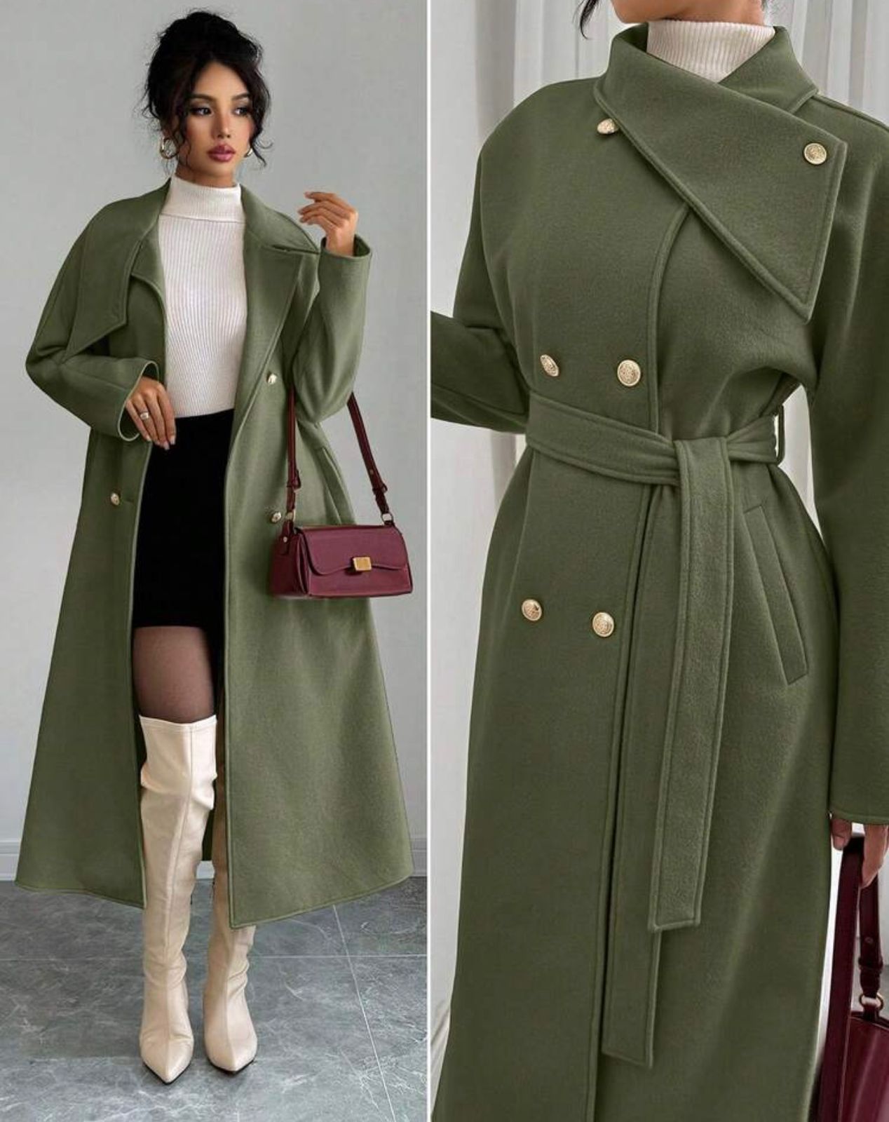 long trench coat with buttons
