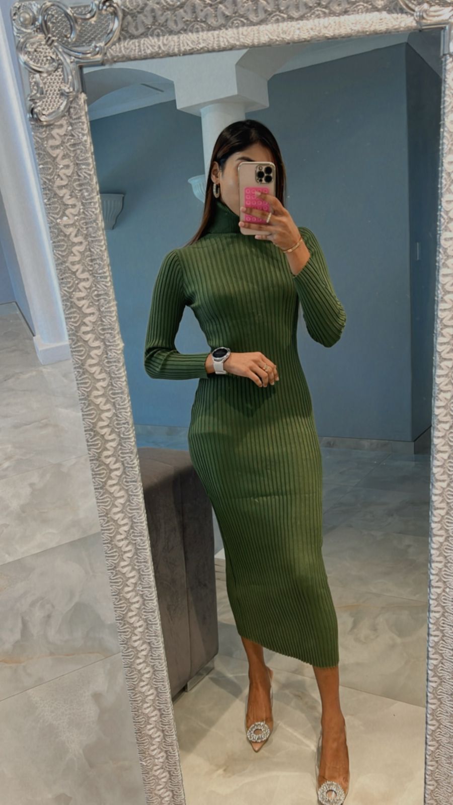 cardigan and long sleeves knit bodycon dress
