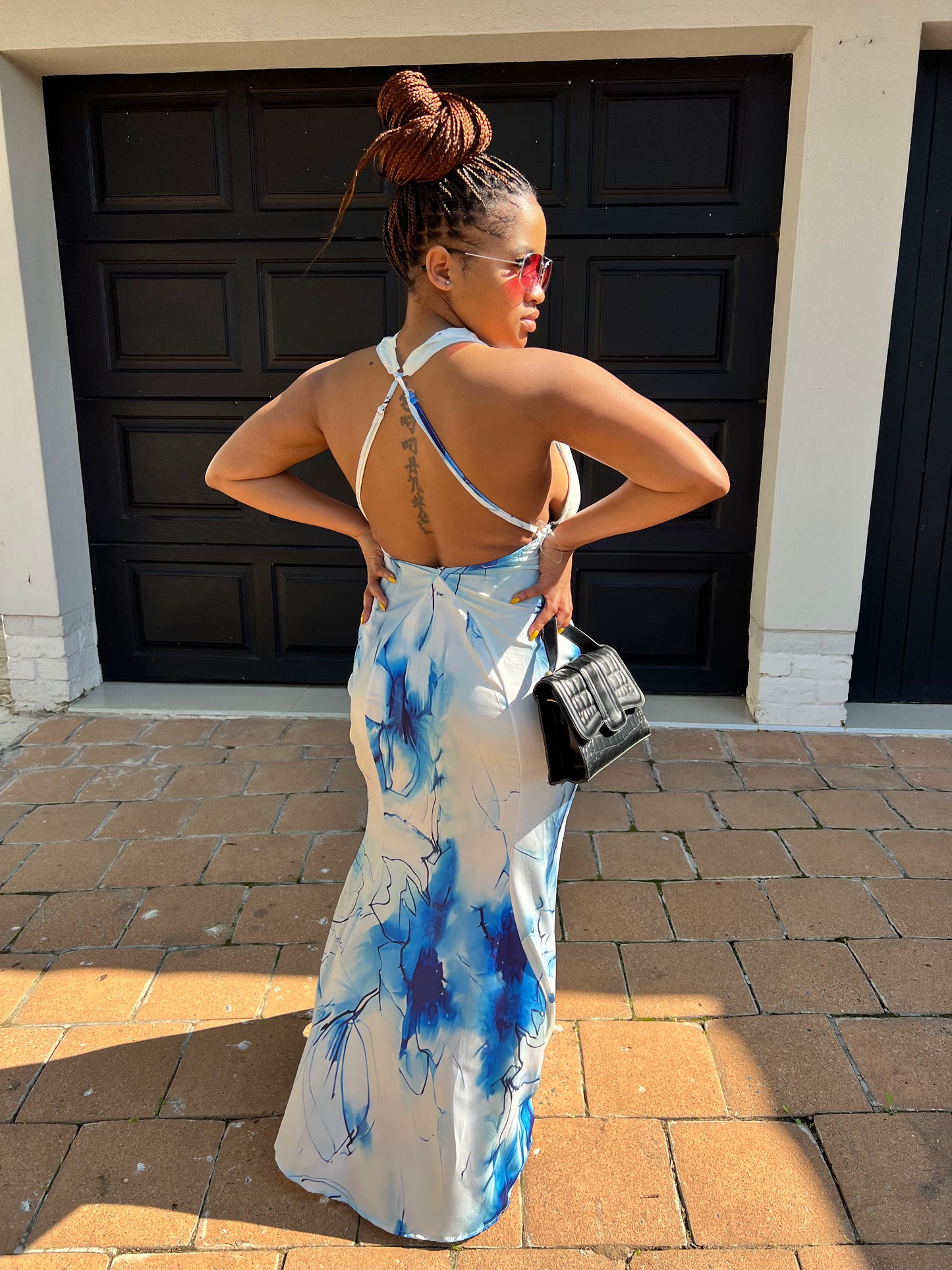 sexy satin backless dress