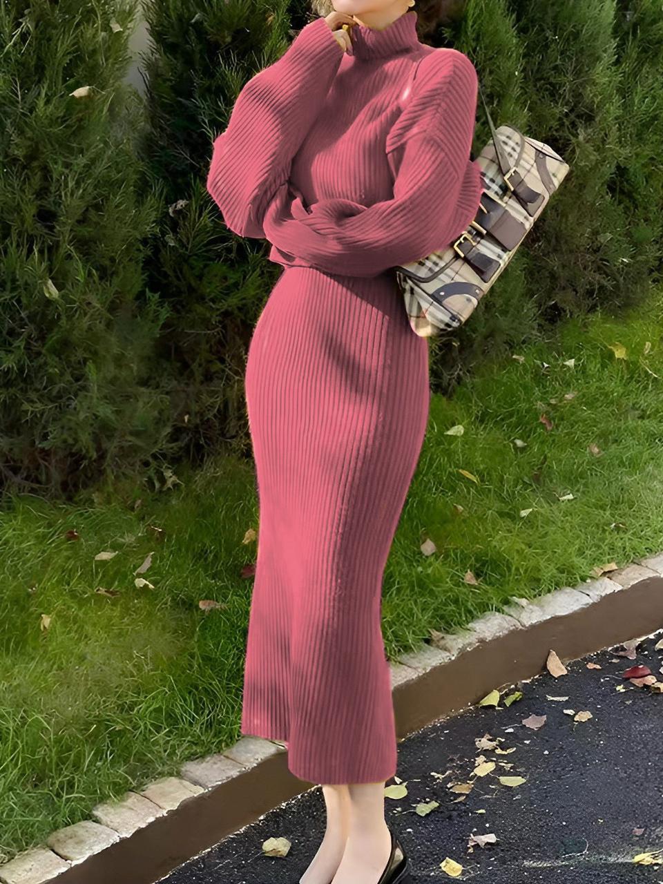 High Neck Ribbed Dress