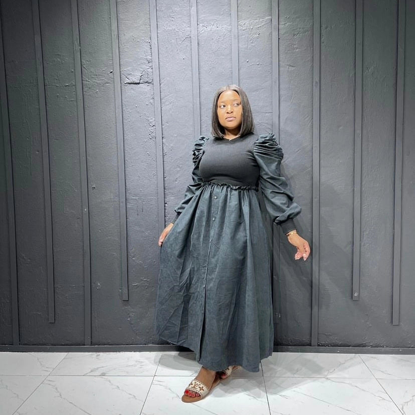 Modest puff sleeve dress