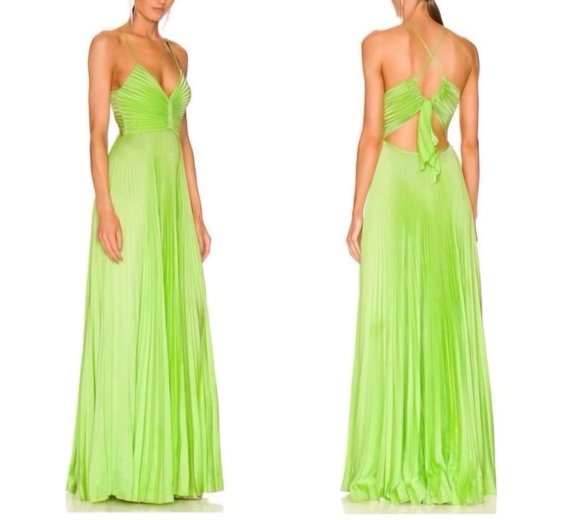 Pleated solid summer style dress