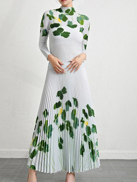 Green Leaf Fine pleated set