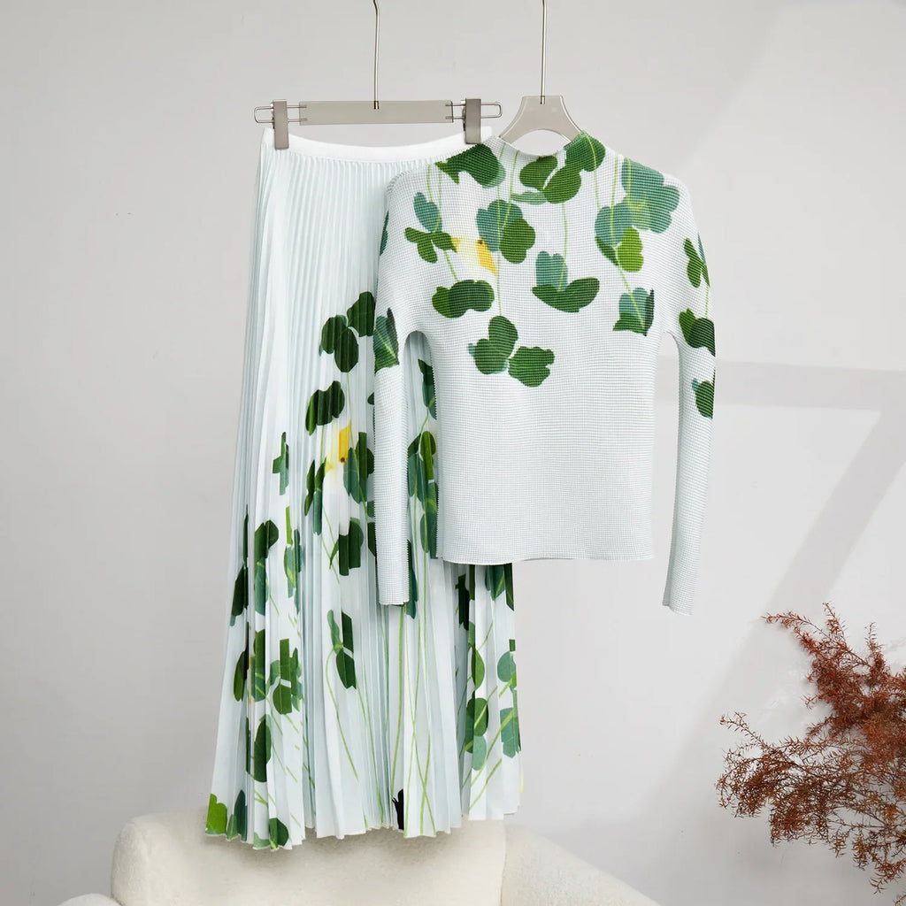 Green Leaf Fine pleated set