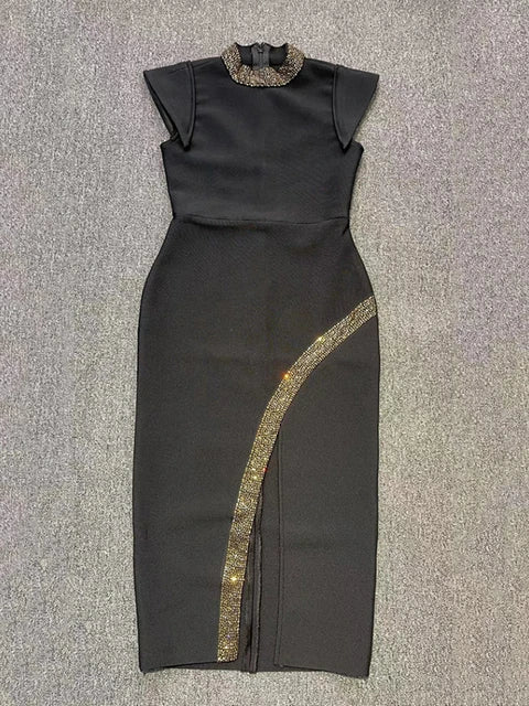 Front slit bodycon dress
