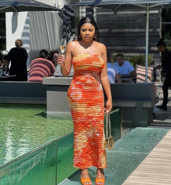 Rouched sleeveless dress