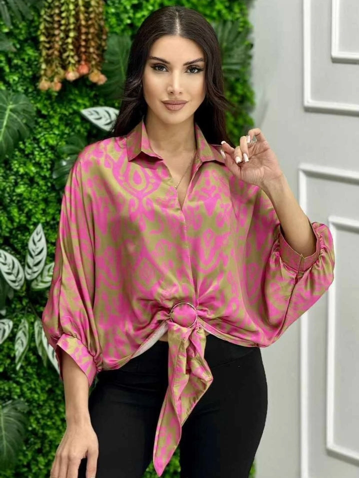 Balloon sleeves cropped blouse