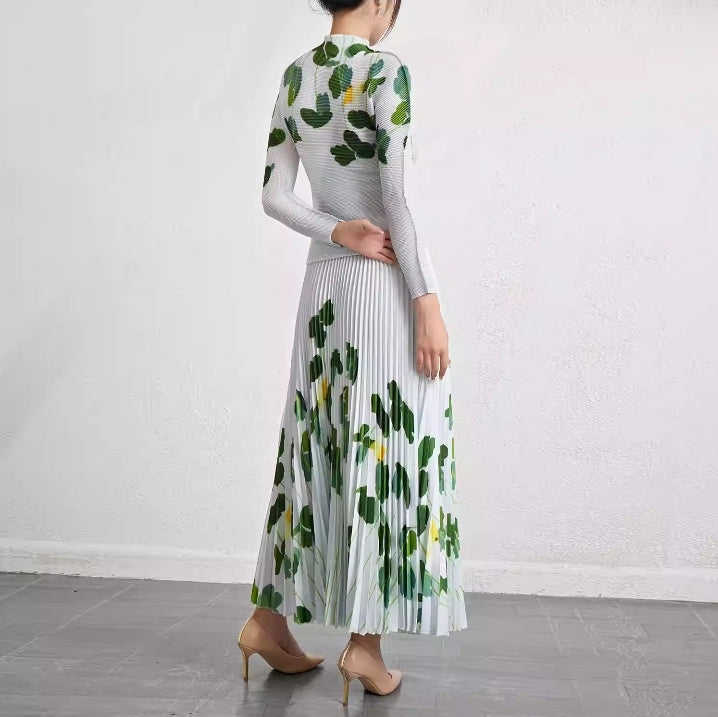 Green Leaf Fine pleated set