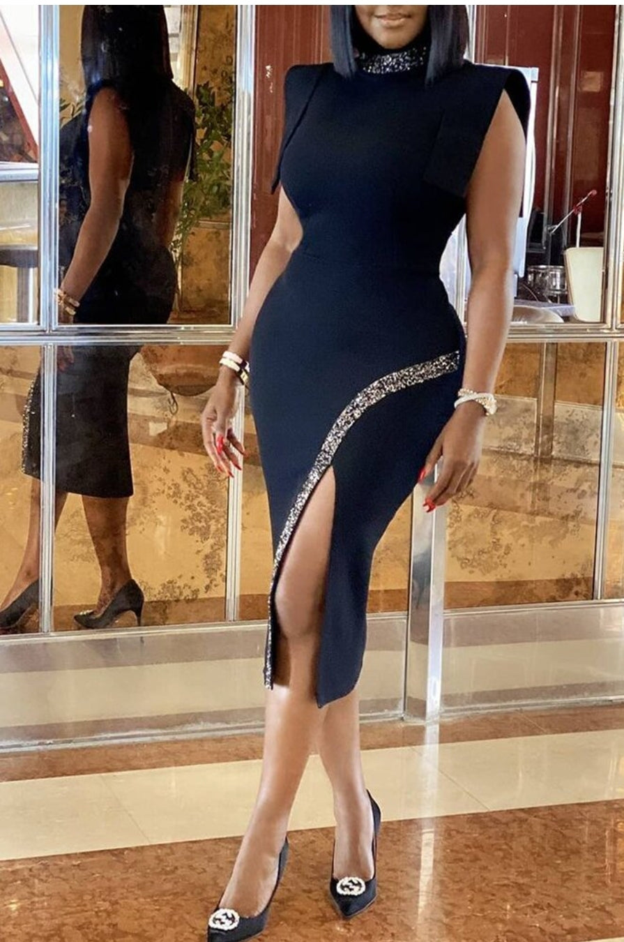 Front slit bodycon dress
