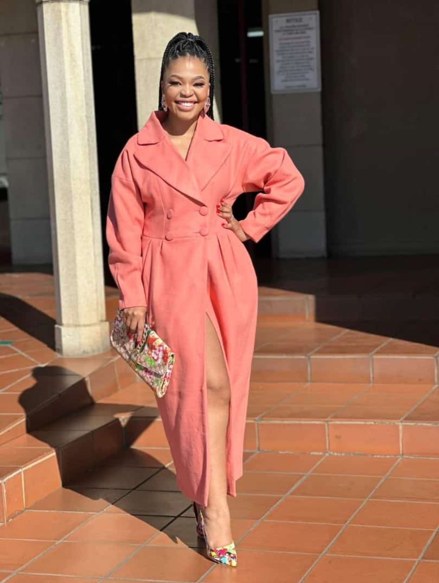 Balloon sleeves maxi coat