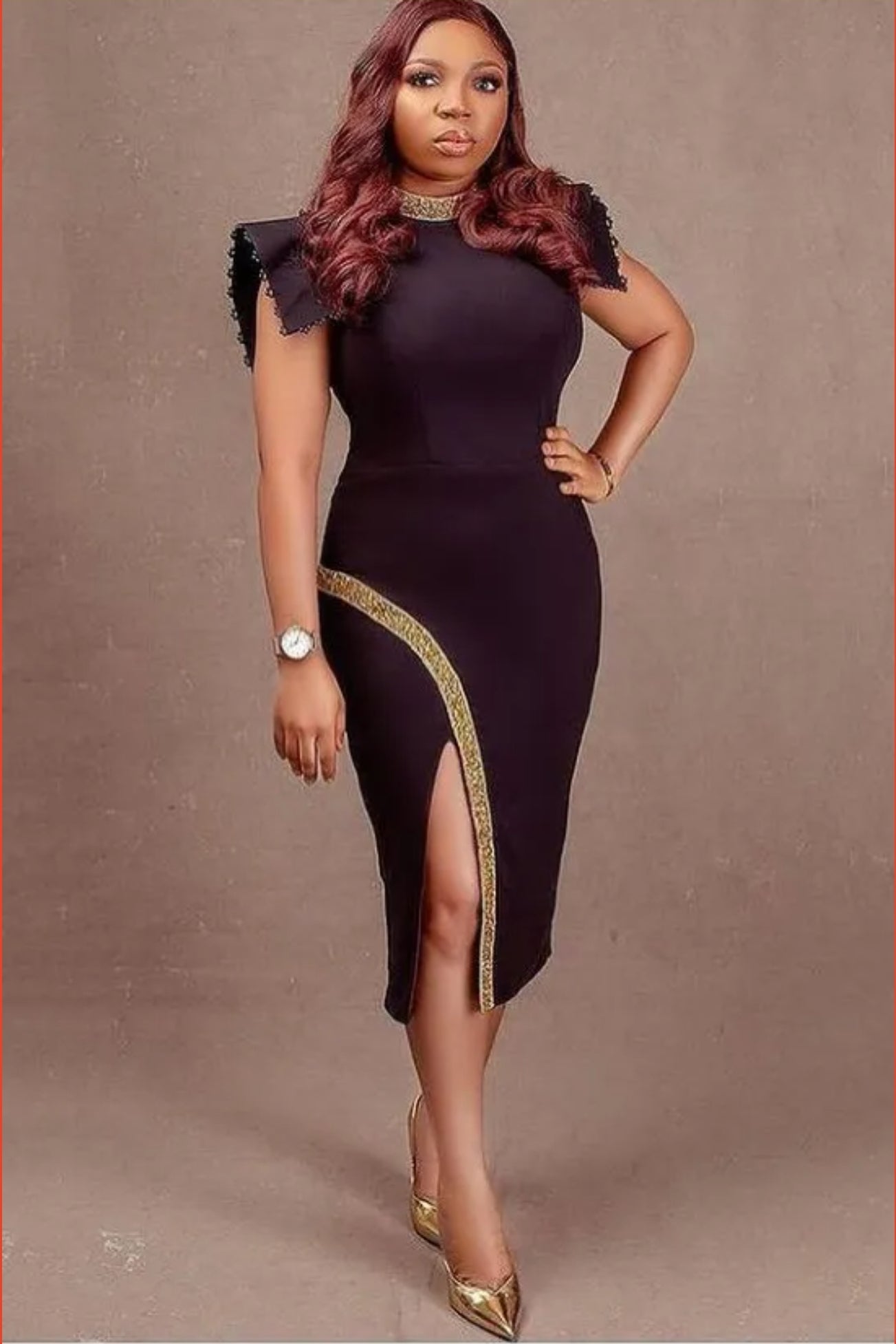 Front slit bodycon dress