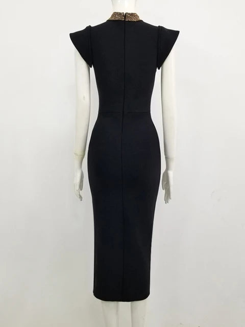 Front slit bodycon dress