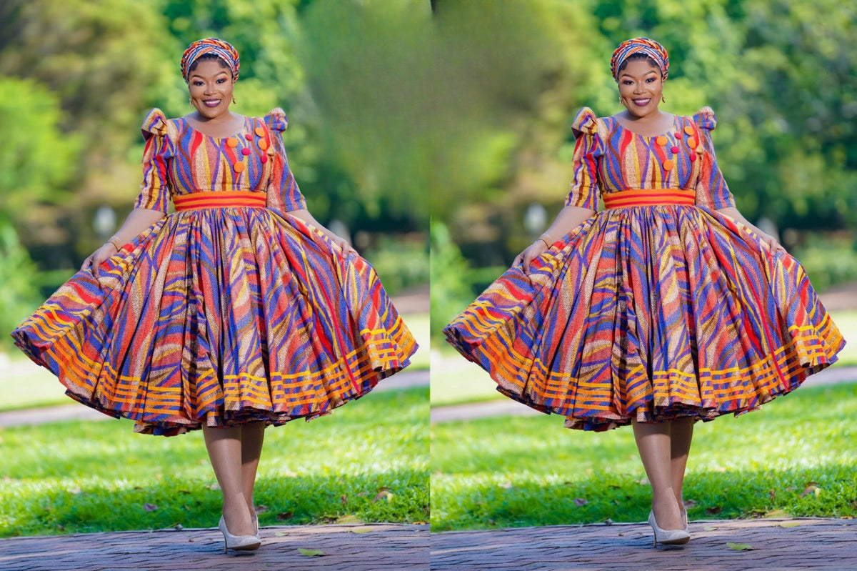colorful flare dress
