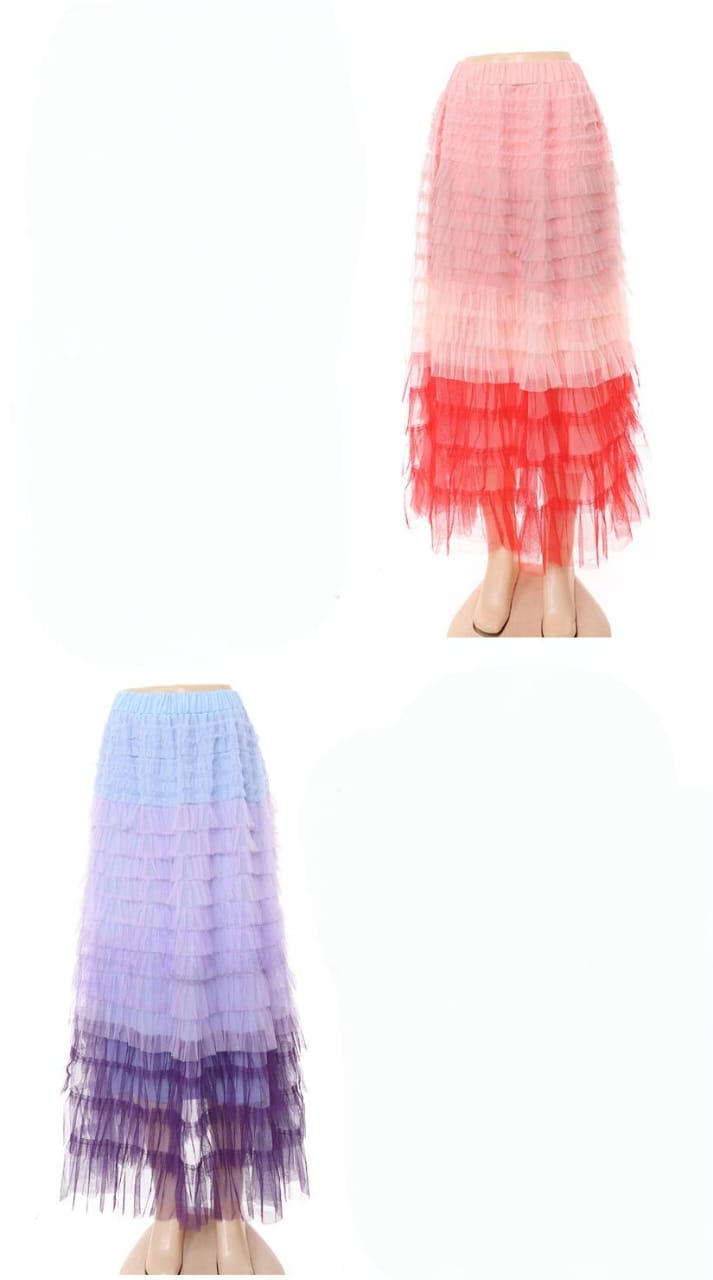 Gauze ruffle skirt