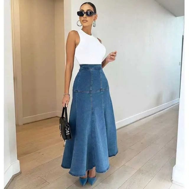 Maxi denim skirt
