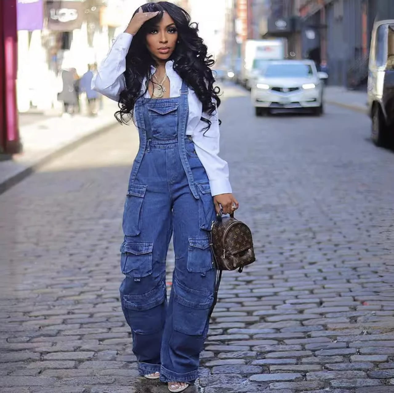 Women Streetwear Sleeveless Denim Vintage Loose Jumpsuit