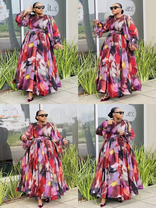 long sleeves colorful dress
