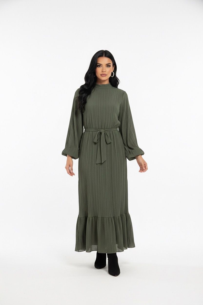 pleated chiffon dress