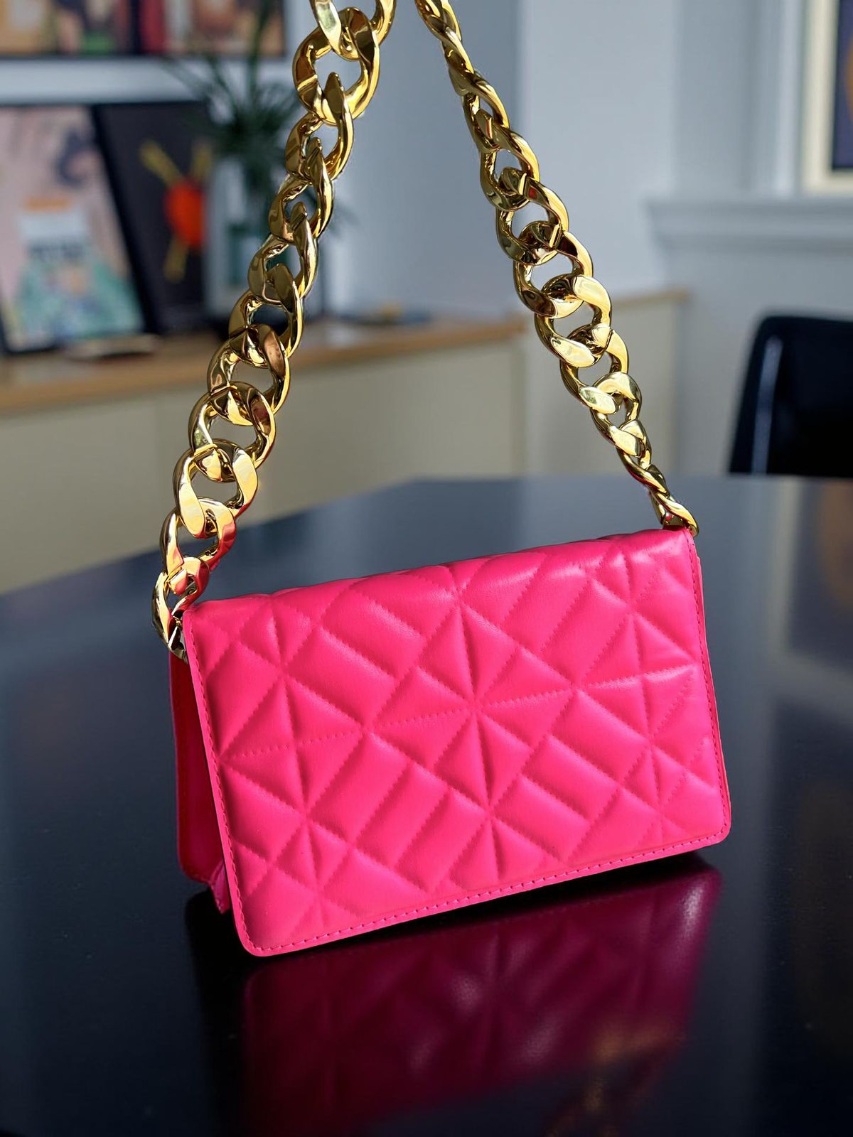 luxury chain strap pink bag