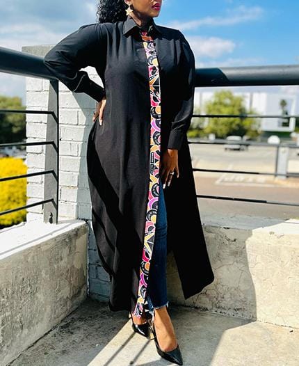Button down rainbow black shirt dress