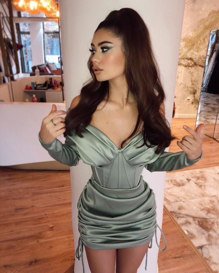 Satin rouched design midi