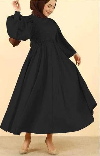 Modest puff sleeve dress