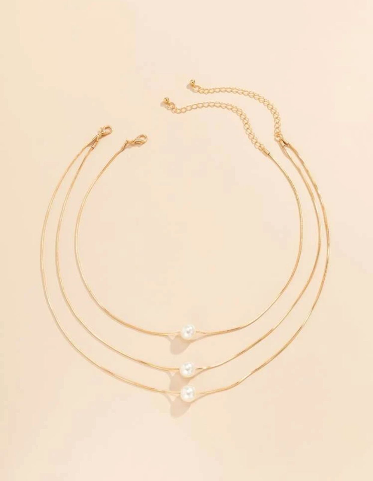 2pcs Faux Pearl layered necklace