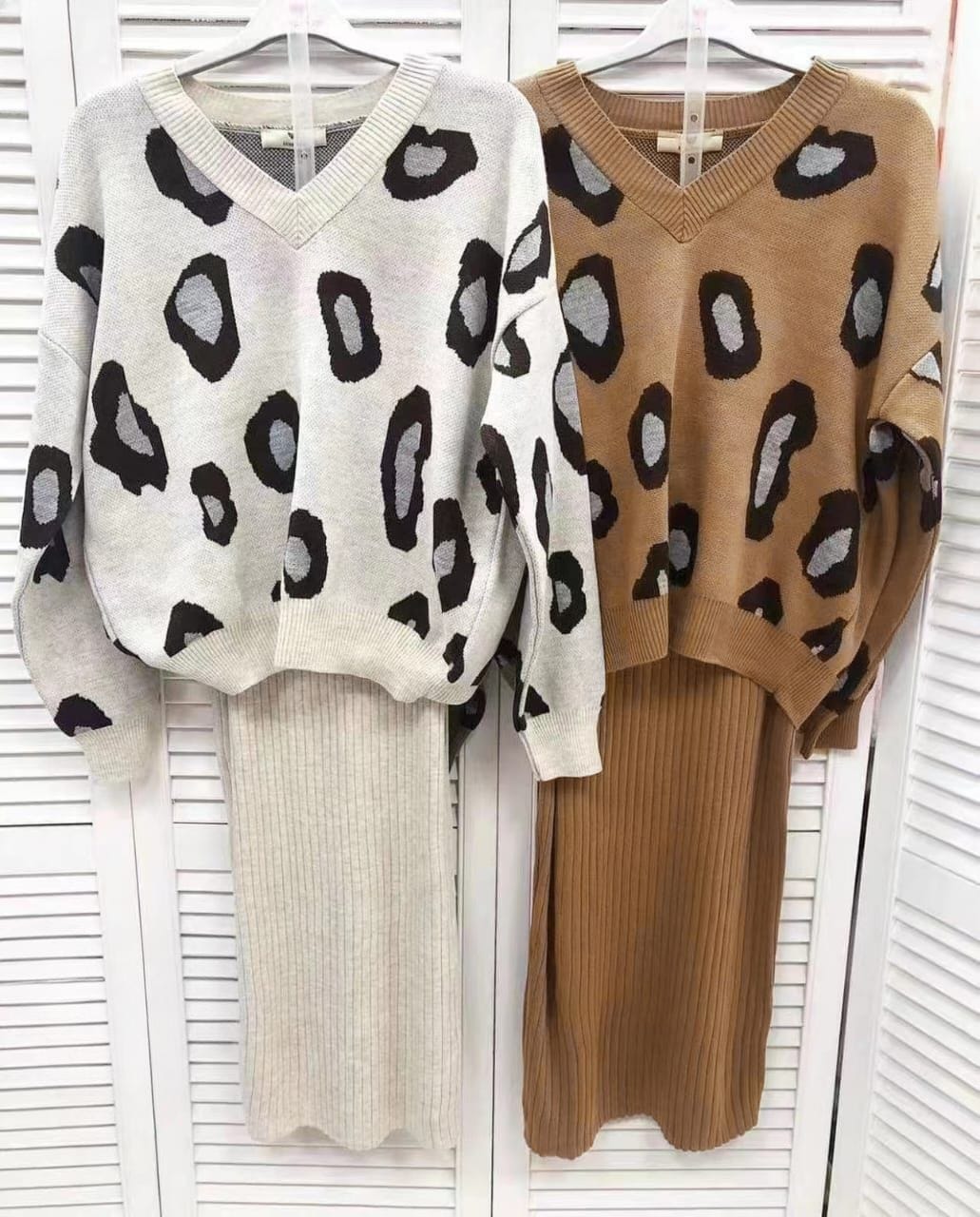 Knit warm printed set