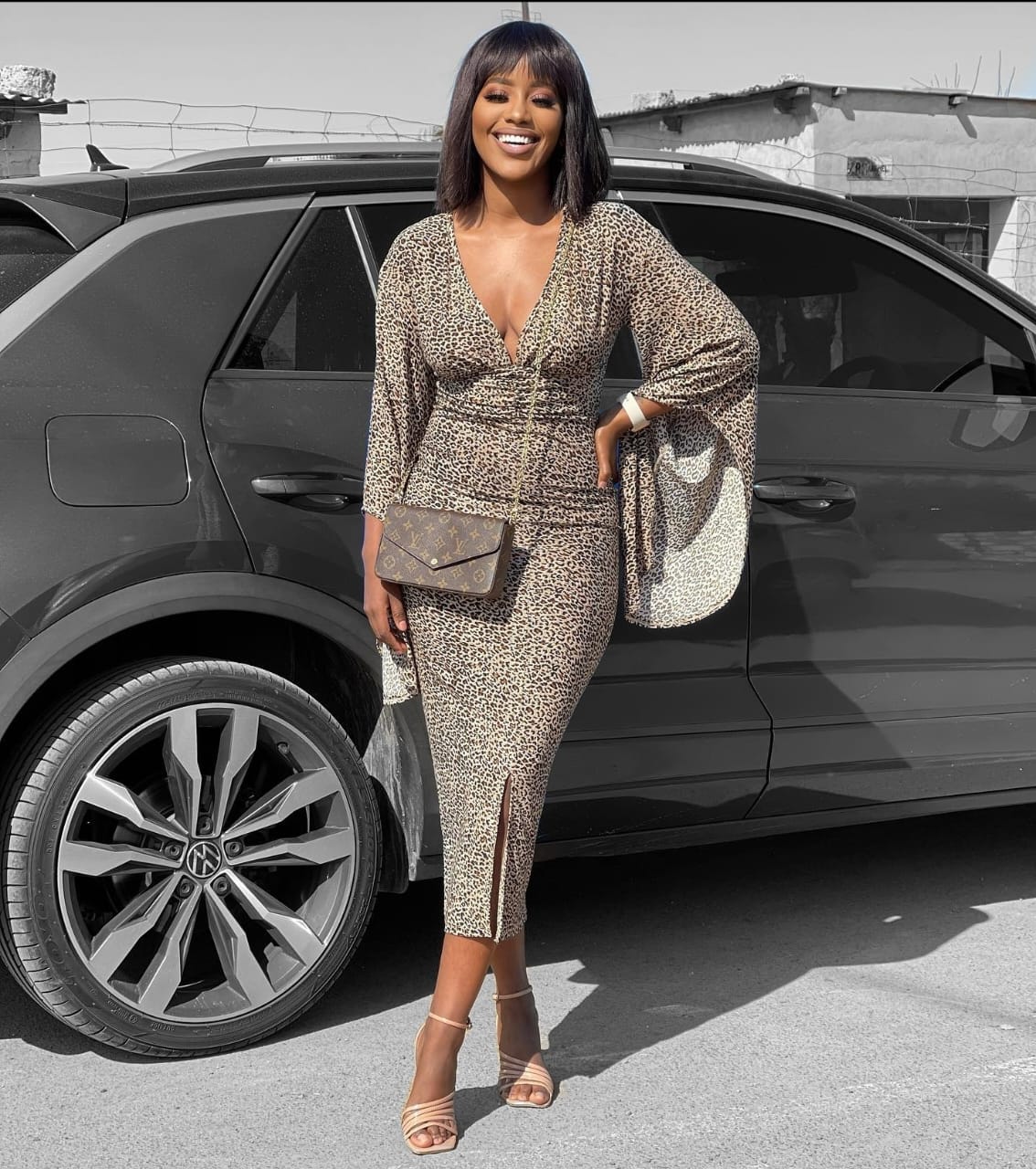 leopard print with flare sleeves