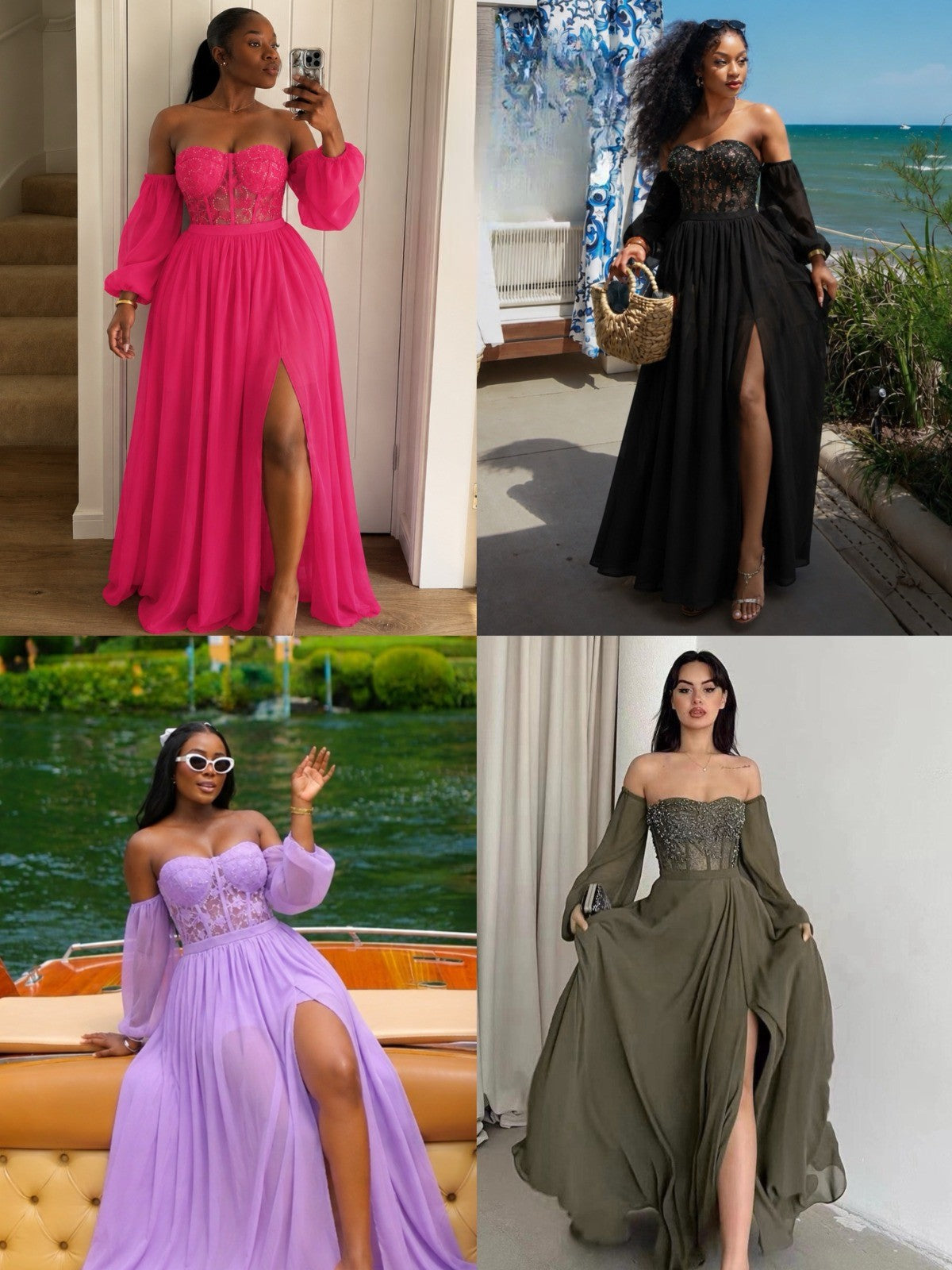 flowy side slit dress