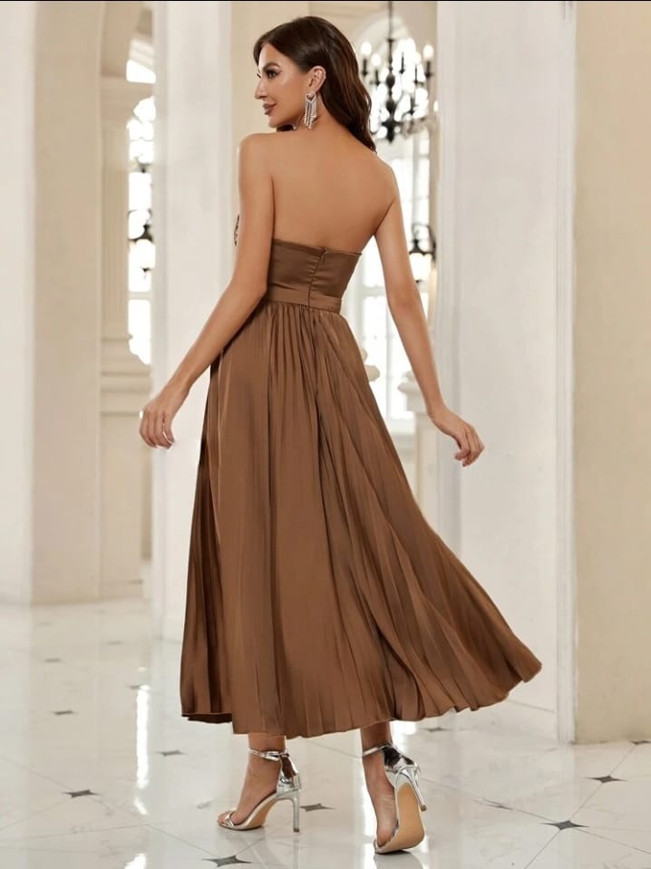 Pleated strap summer dress