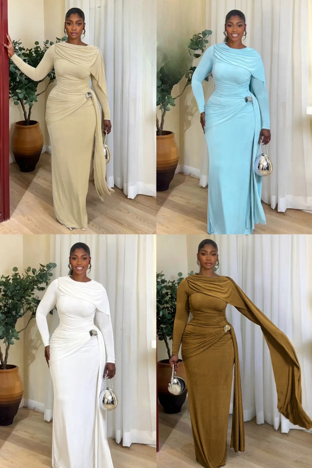 FIGURE STYLE LONG SLEEVES DRESS