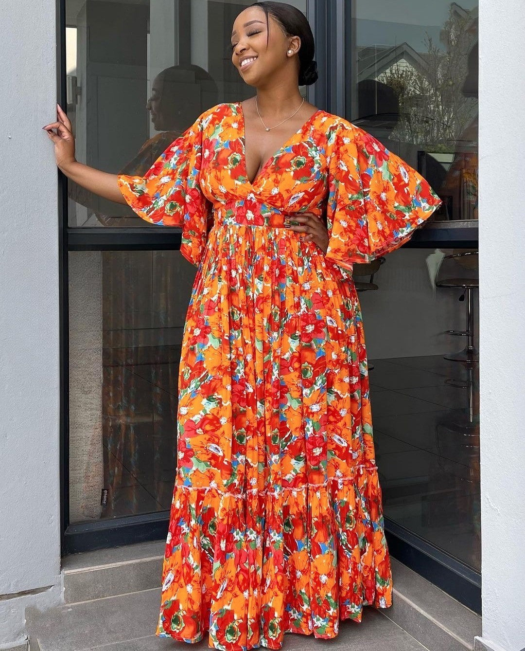 full length bright dress