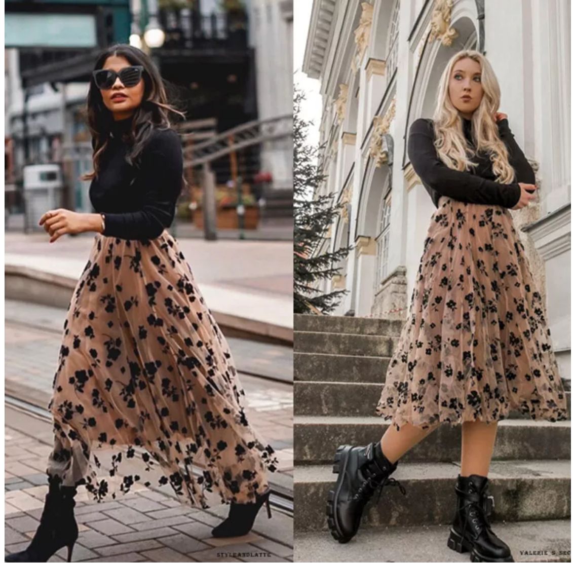 velvet gauze net dual layer skirt