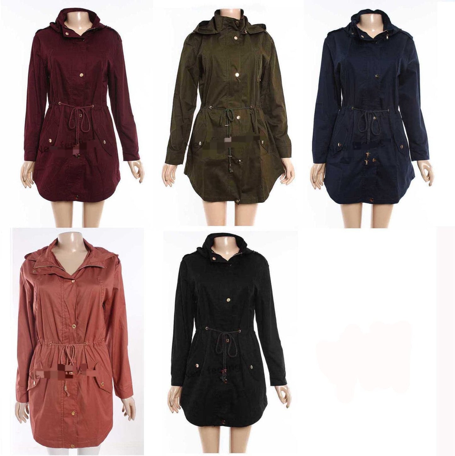 Button up jacket with drawstring