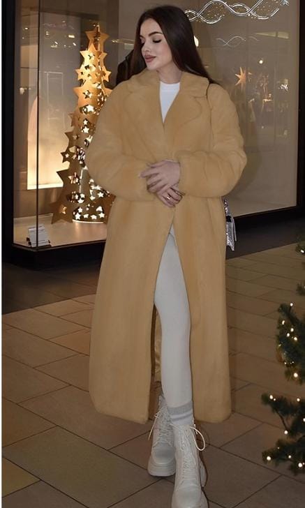 Fluffy camel outlet coat