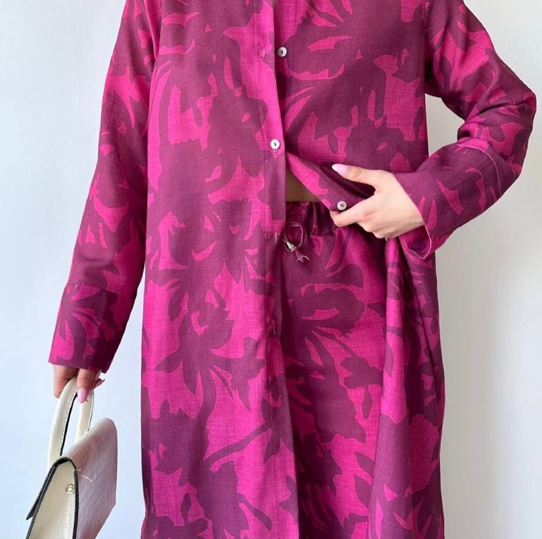 printed modest twin set