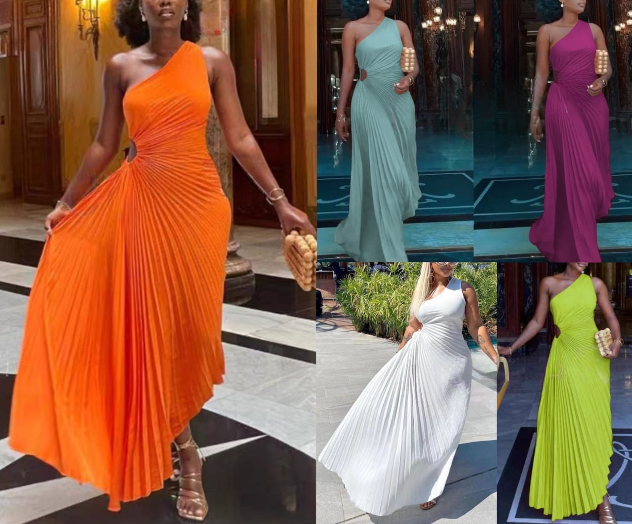 One arm pleated dress