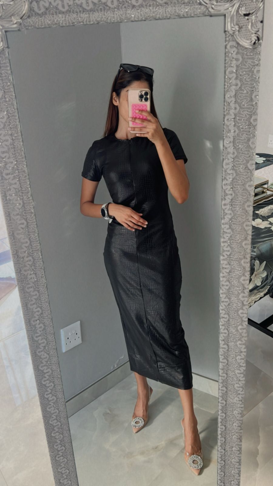 PU Leather croc finish dress