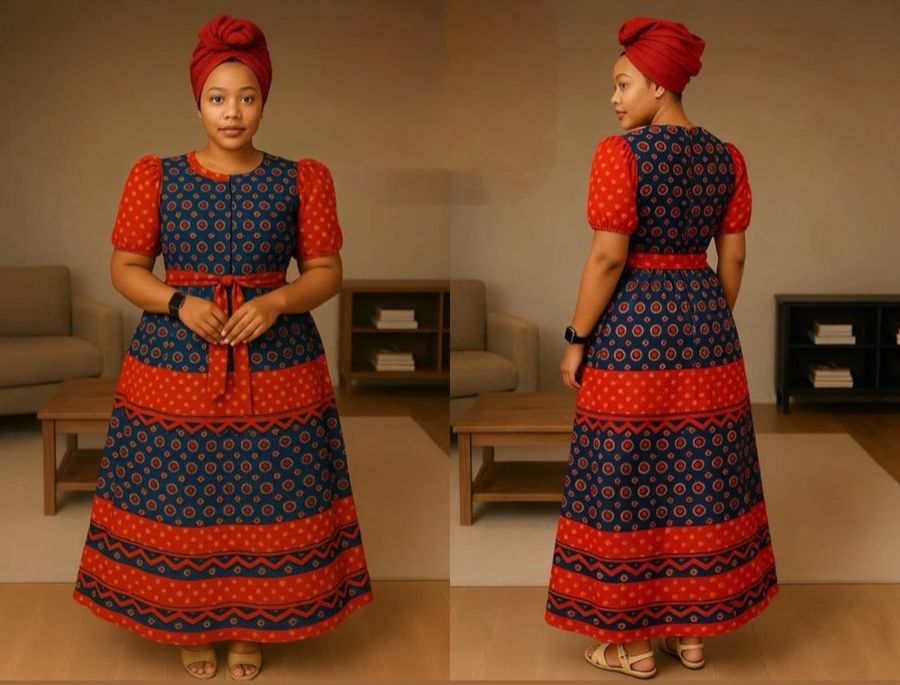 formal african print dress with doek