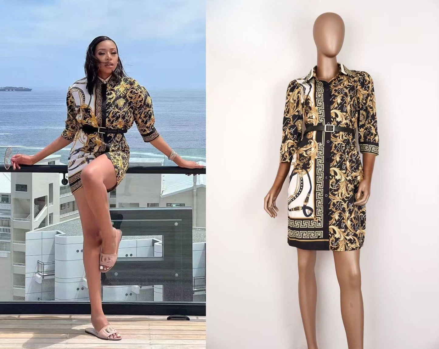 Shirt dress wit with belt